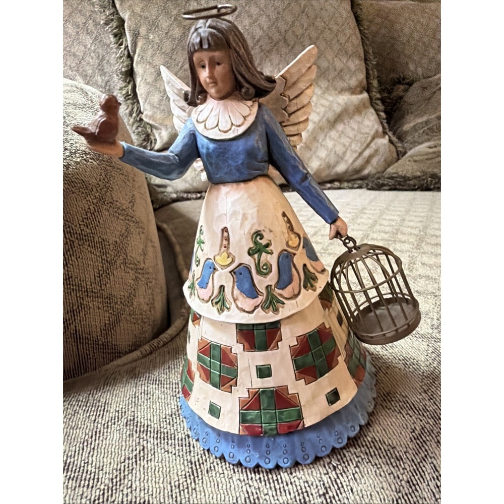 Jim Shore Angel Bird Cage C105168 Heartwood Creek 2002 Enesco 6.5" Vtg Wings